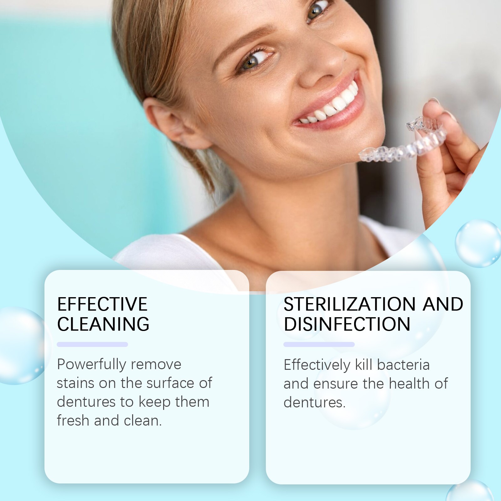 Professional Denture Cleaner Tablets Deodorizing Formula Fresh Breath for Cases