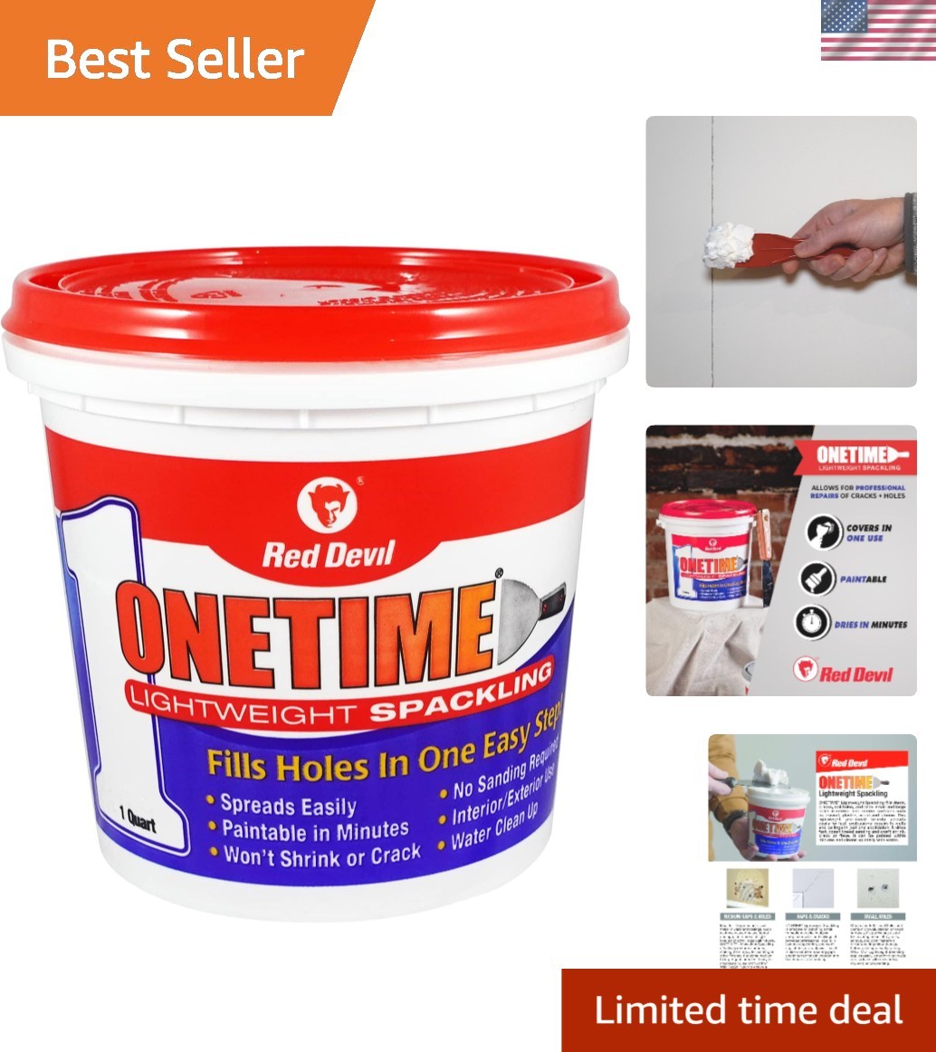 ONETIME Lightweight Spackle - Quick Drying Repair for Drywall & Stucco (1 Quart)