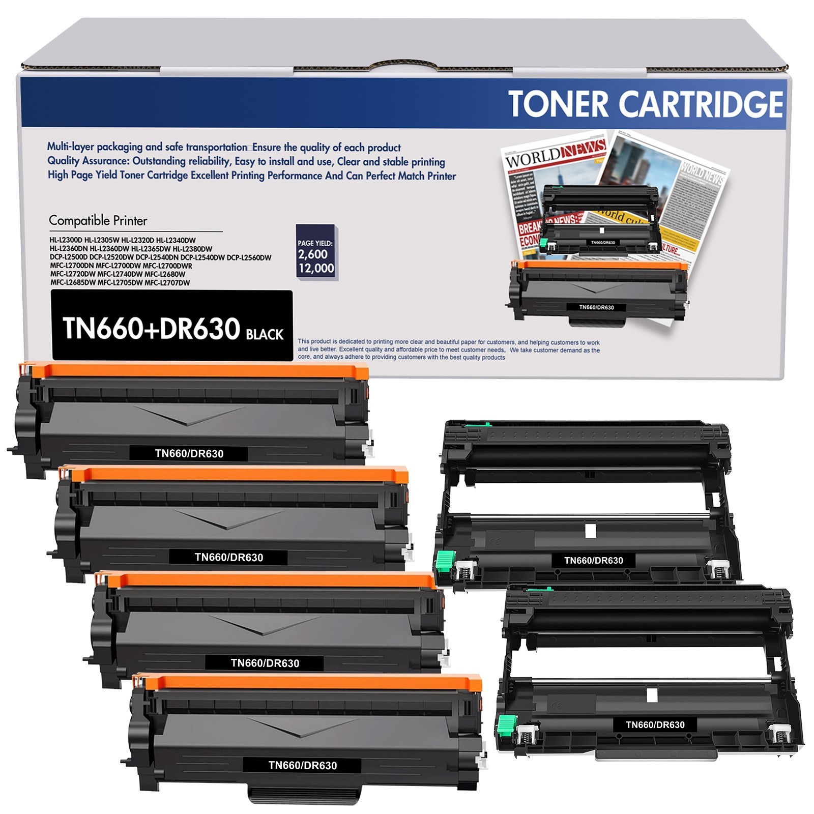 DR630 Drum TN660 Toner For Brother TN-630 MFC-L2700DW DCP-L2540DW HL-L230D LOT