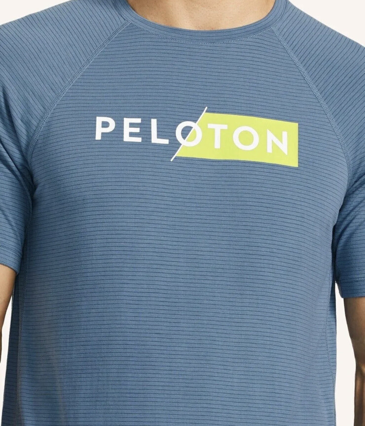 NWT! Peloton Lite Lines Short Sleeve T-Shirt Men’s Medium PS121 Blue Stripe