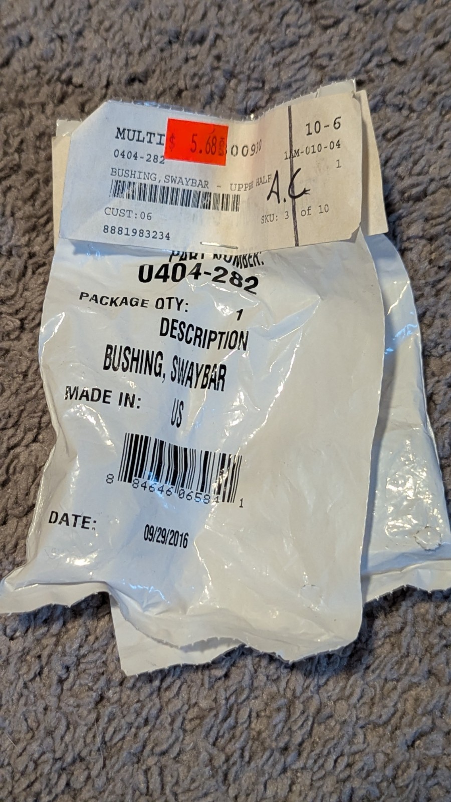 NOS OEM ARCTIC CAT 2 EACH UPPER SWAYBAR BUSHINGS 0404-282
