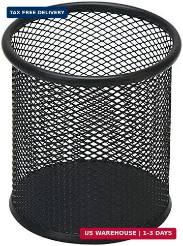 HSYMQ Black Pen Holder Cup for Desk, Pencil Cup Holder, Black Wire Mesh Pen Cup