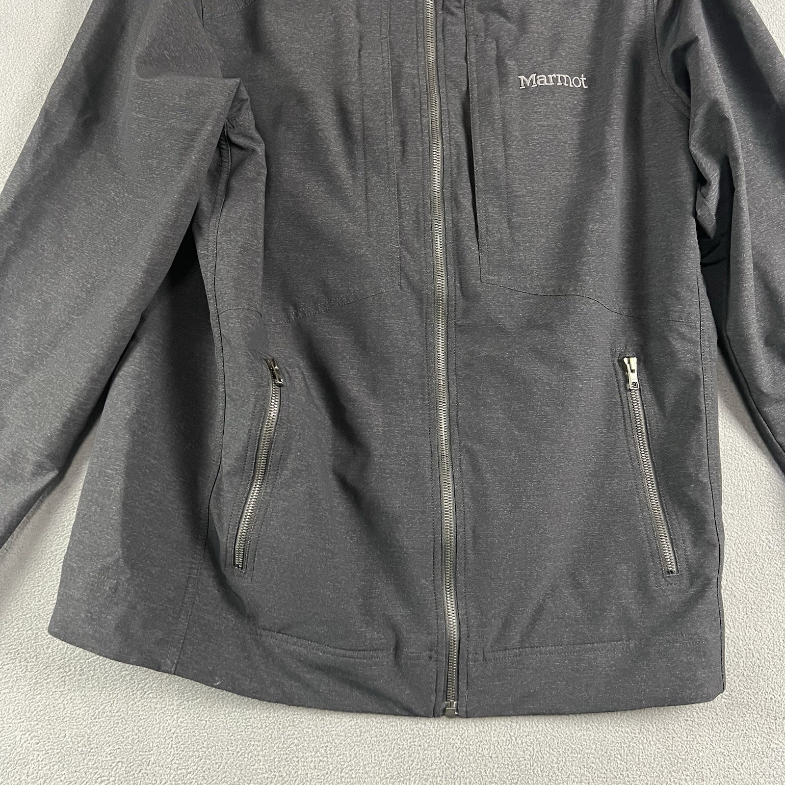 Marmot Jacket Mens Large Gray Softshell Full Zip Hiking Outdoor Casual