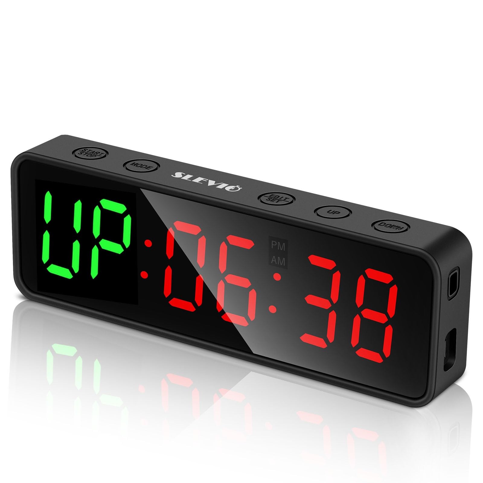 Portable Gym Workout Timer, Fitness Clock with The Rubber Case and Built-in M...