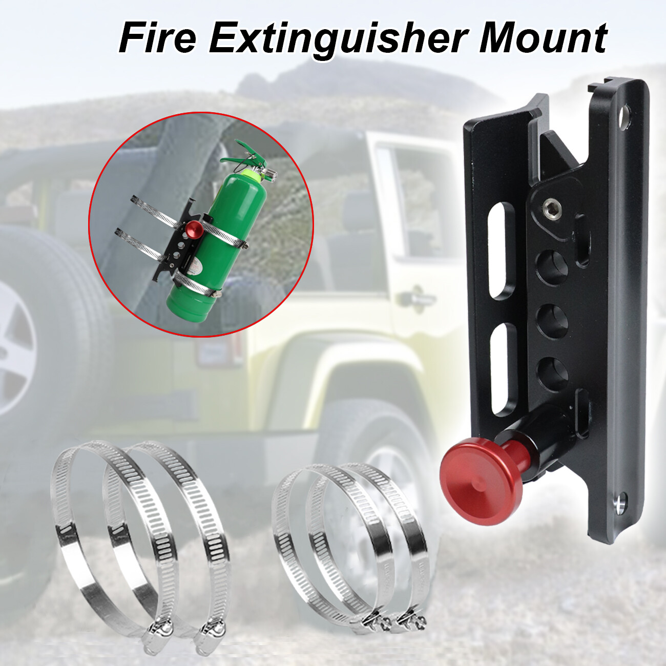 Car Roll Bar Fire Extinguisher Holder Mount Bracket For Jeep Wrangler Adjustable