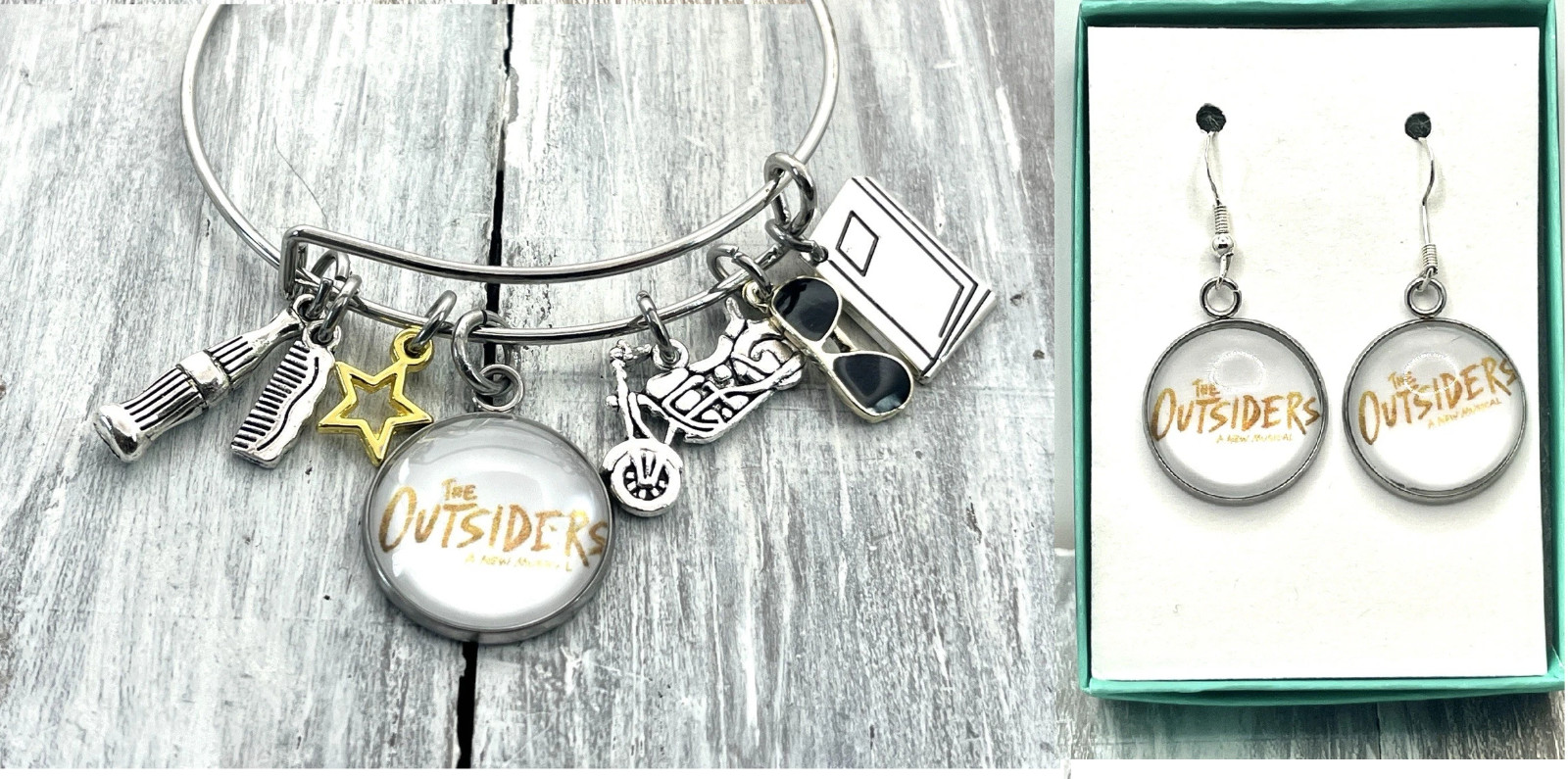 Outsiders Musical Jewelry Gift Set.Outsiders charm Bracelet and Earrings