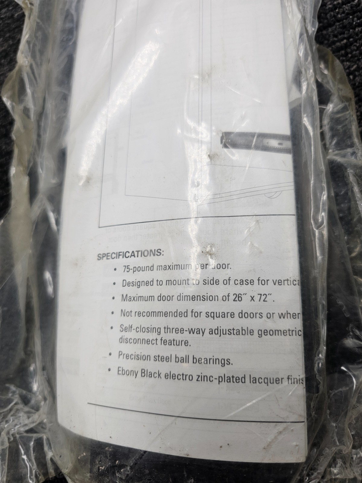 Knape&Vogt 8091SP EB 16 16" Pocket Door Slide Hardware Without Hinge Plate