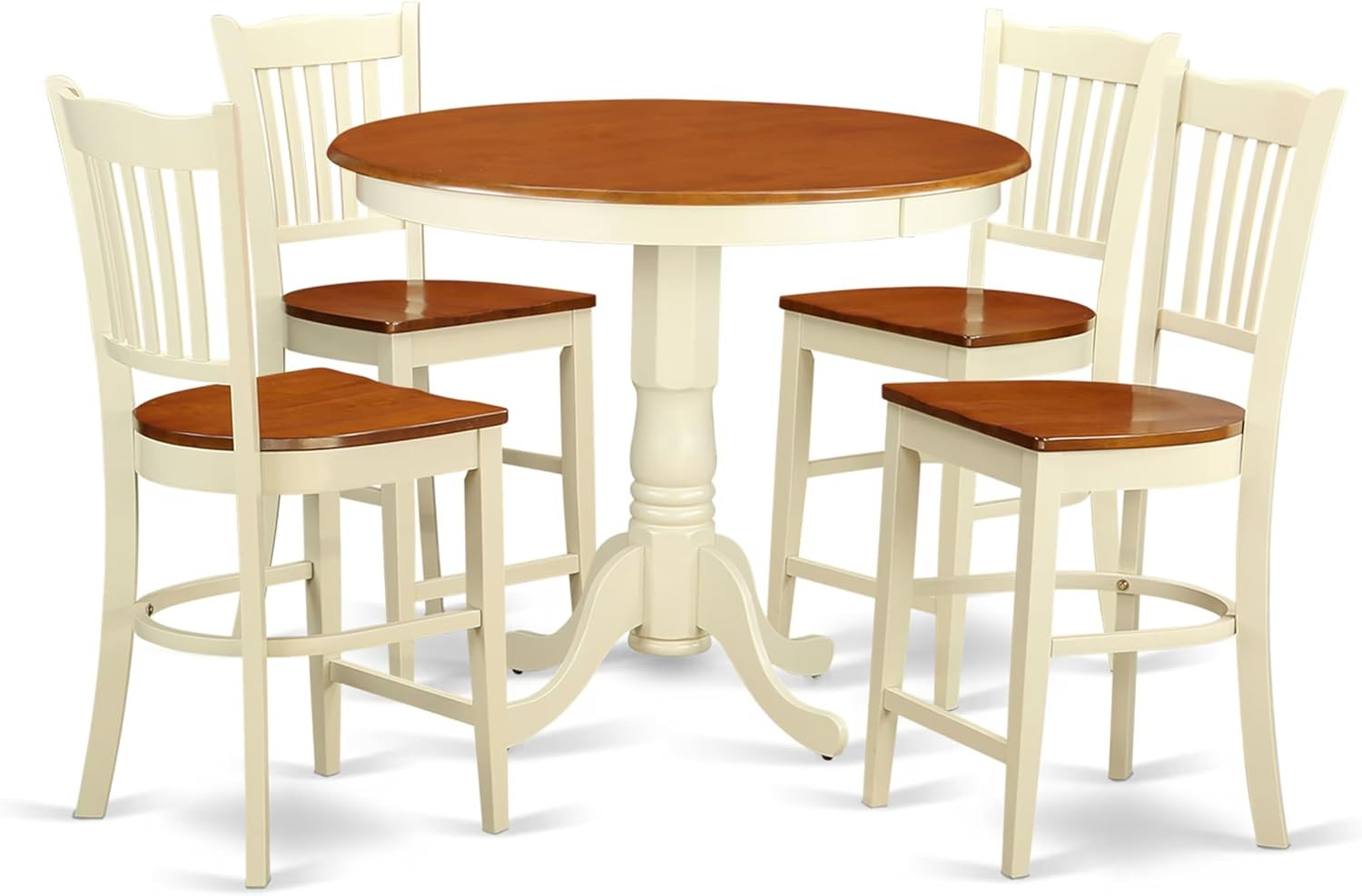 JAGR5-WHI-W 5 Piece Kitchen Counter Set Includes a round Dining Room Table with