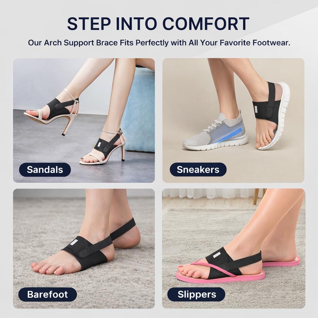 Arch Support Brace for Plantar Fasciitis, Heel & Foot Pain Relief – Adjustabl...