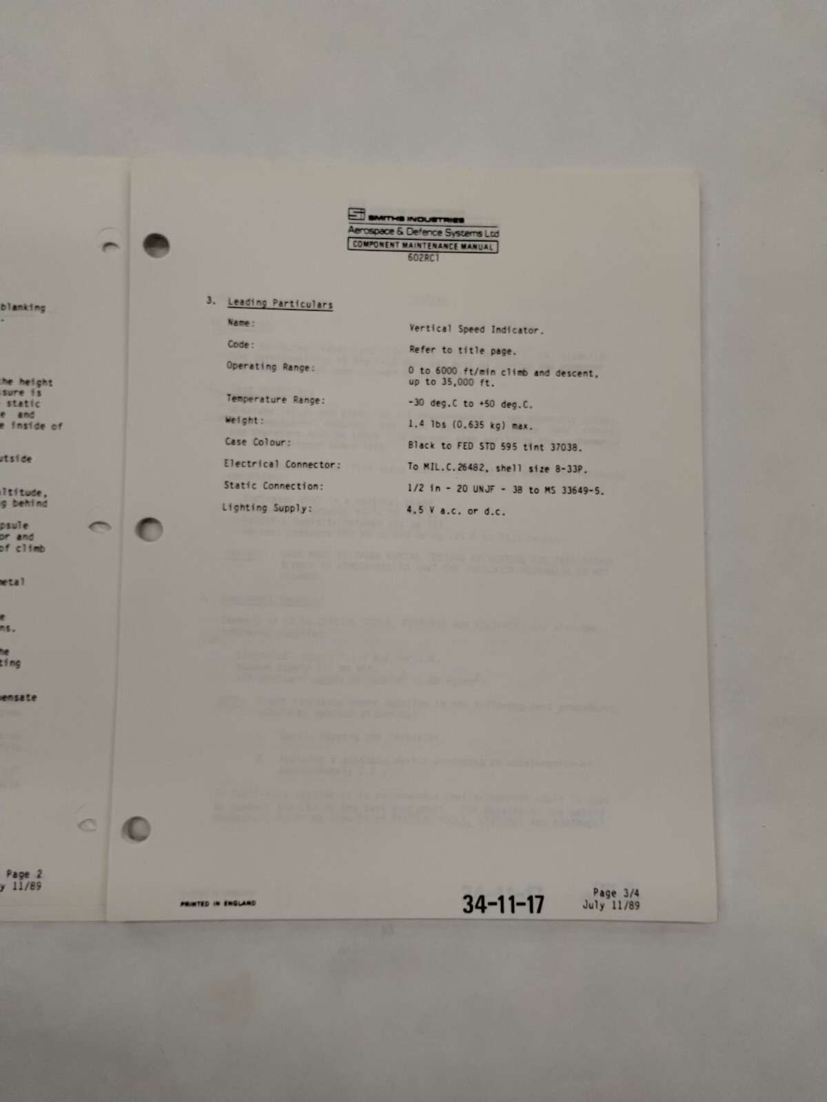 Smiths Industries Vertical Speed Indicator Component Maintenance Illust. Parts