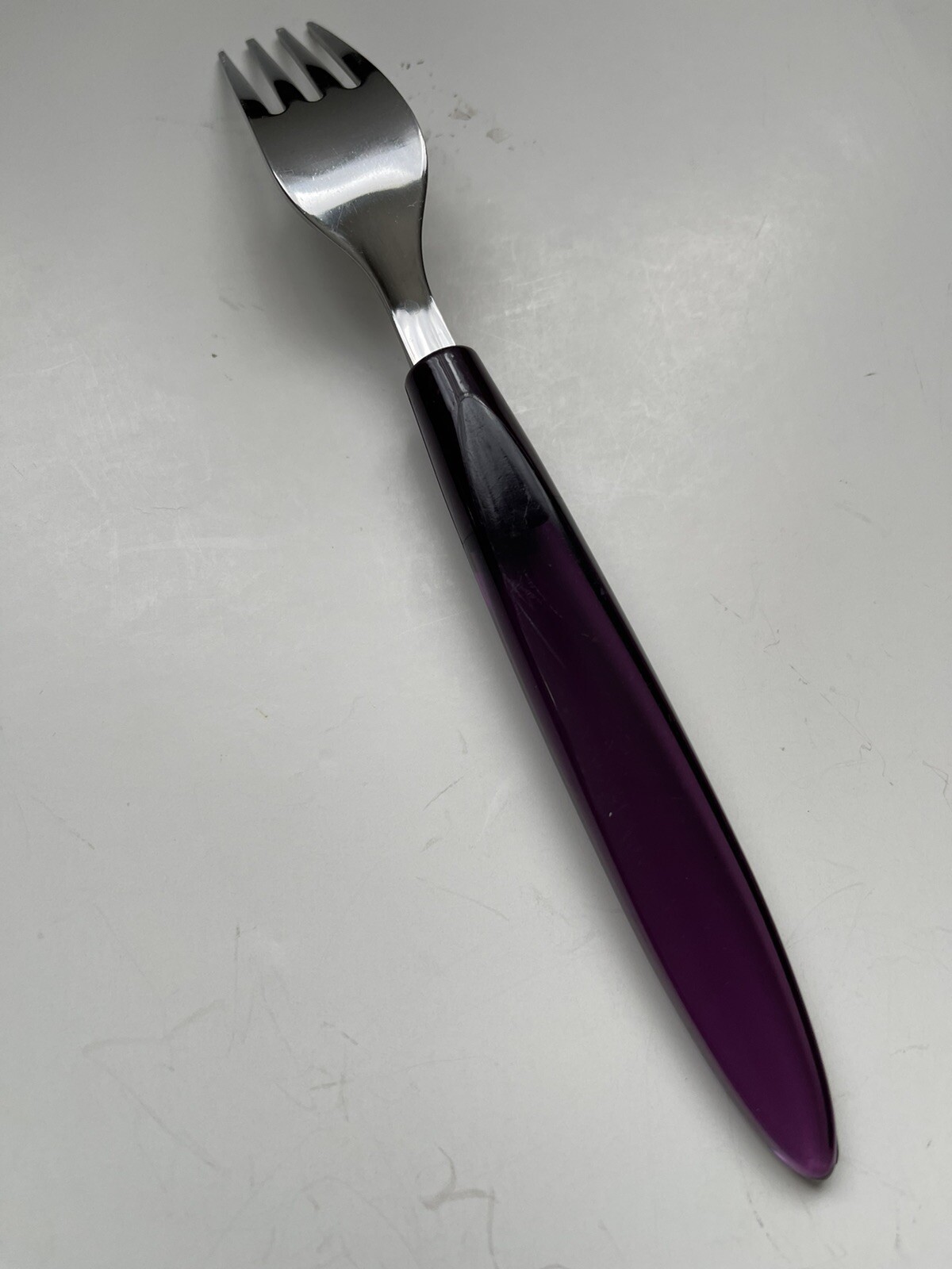 Purple Amethyst Acrylic Stainless Tapered Pointed Tip DINNER FORK 7.75”