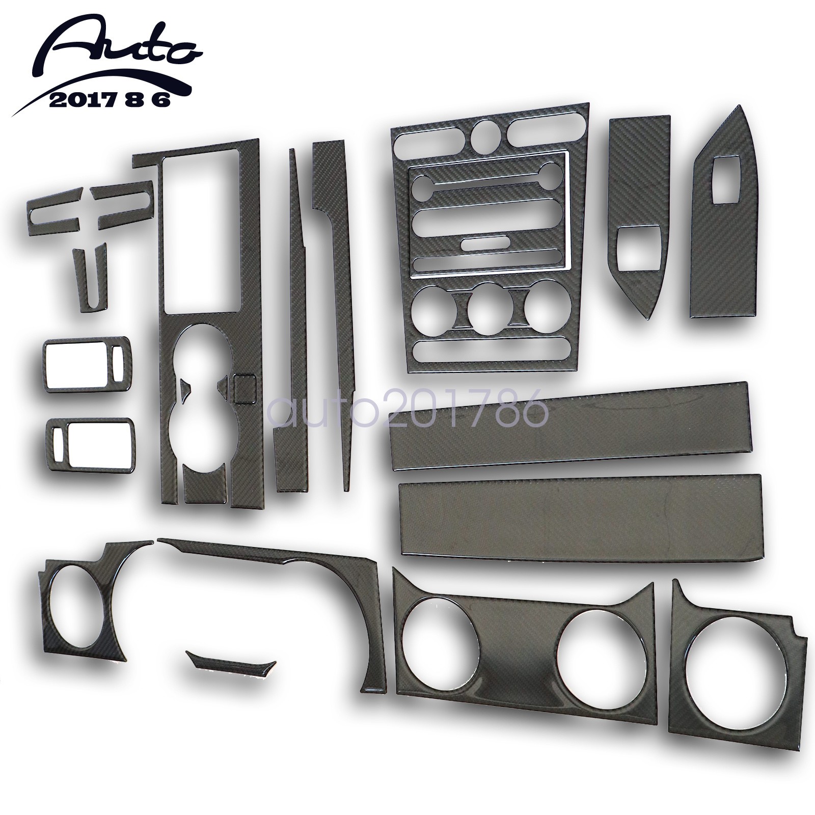 2005-2009 For Car Ford Mustang Black 22Pcs Carbon Fiber Interior Trim Cover New