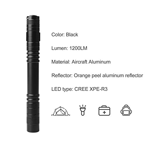 Flashlight, 2 PCS Mini Pen LED Lights - High Lumens - Pocket Size - Removable