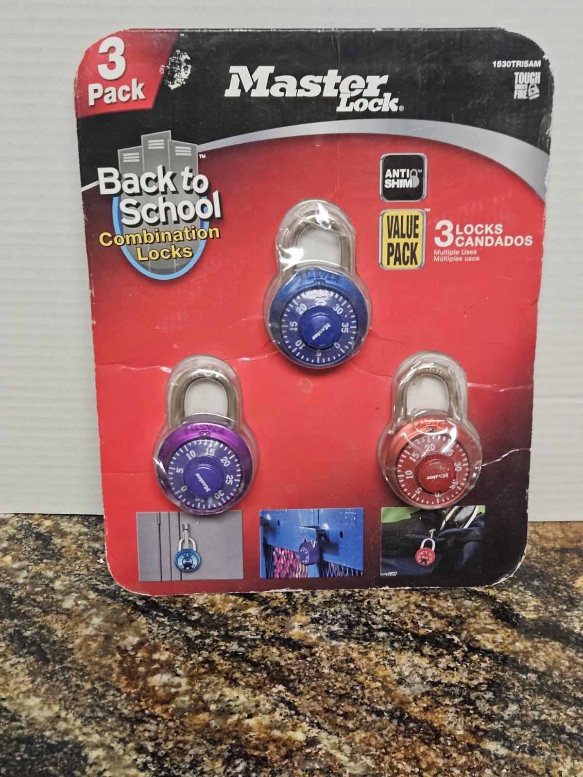 NEW Master Lock Anti-Shim Steel Combination Combo Lock School Locker (3-PACK)