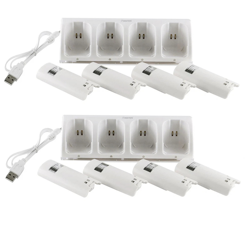 8× Rechargeable Battery Pack + Charger Dock For Nintendo Wii Remote Controller