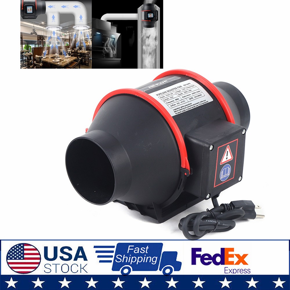 4 inch 310m³/H Inline Duct Ventilation Fan Vent Exhaust Blower Vent Fan New