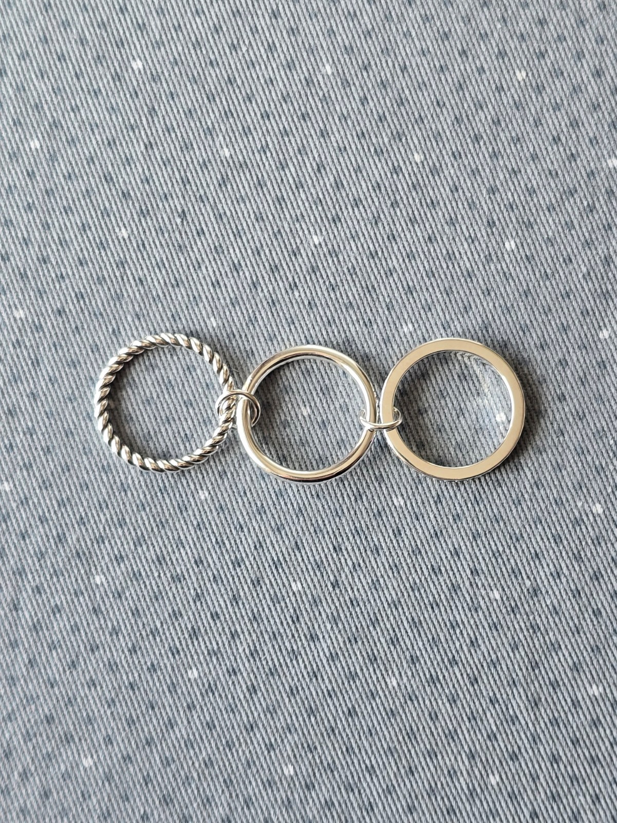 Sterling Silver 3 Stack Band Ring - Size N