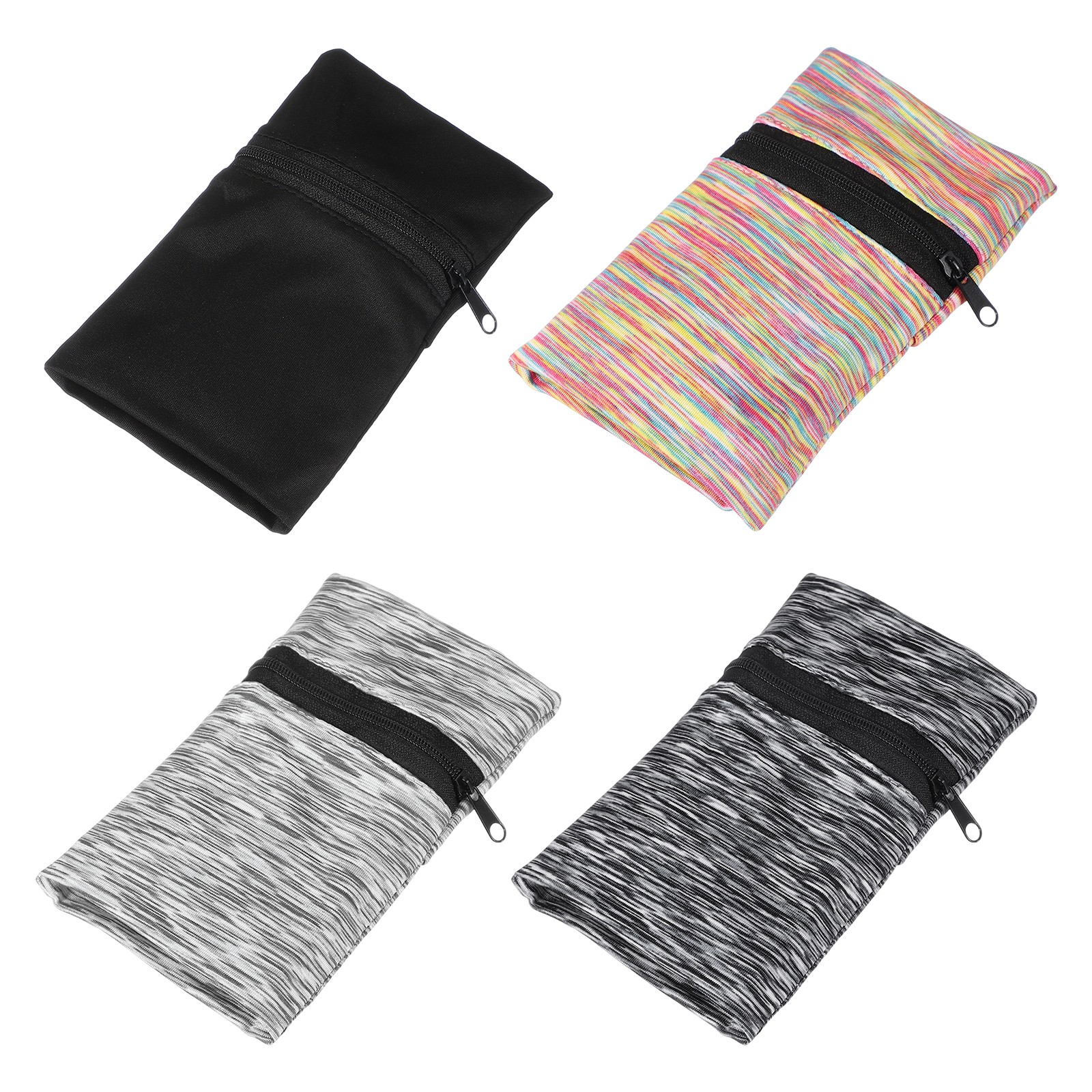 Wrist Pouch, Wrist Wallet, 4 Pack & 6 x 4 Inch & Black/Rainbow/Dark Gray/Gray
