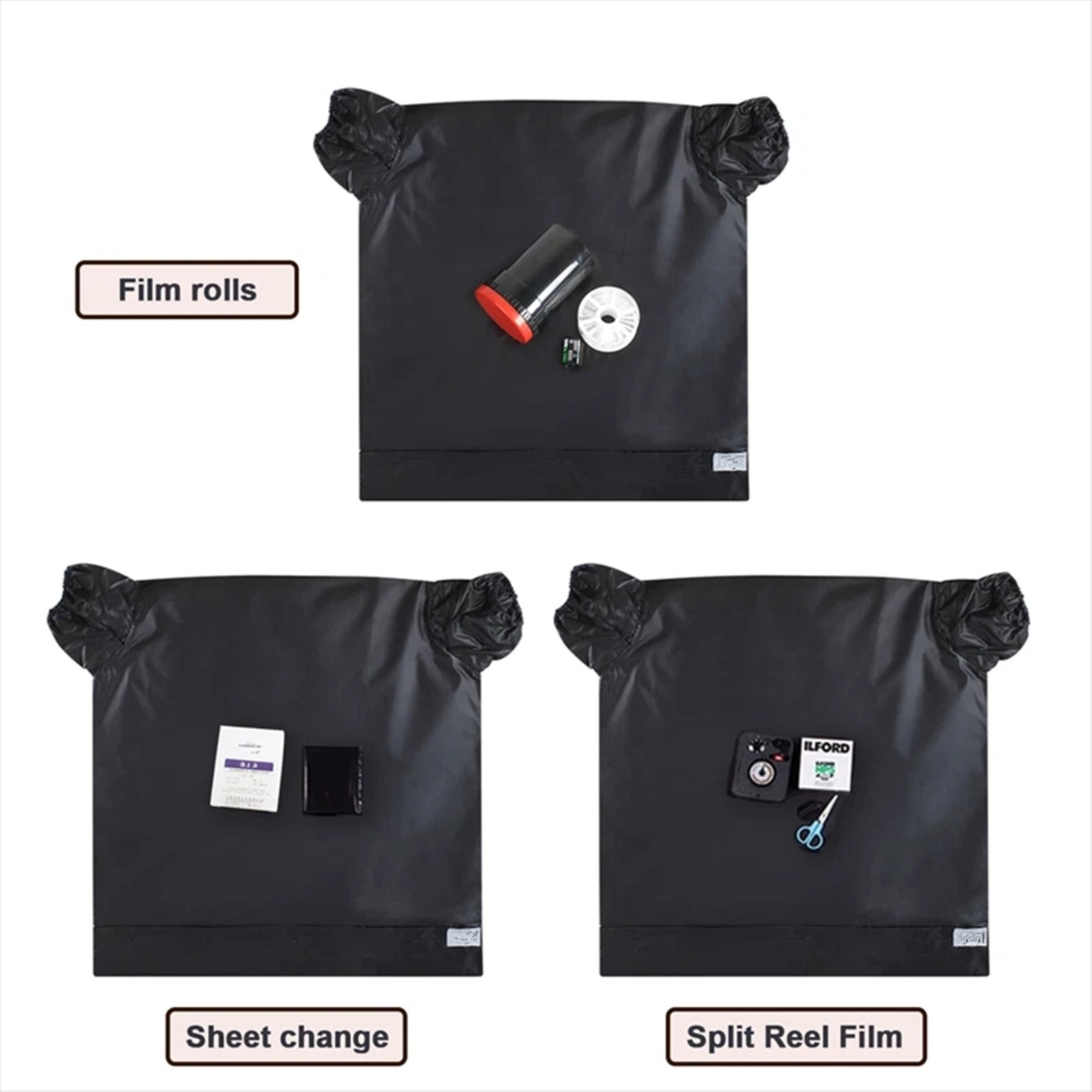 55x58cm Lightproof Darkroom Bag for Bulk Film Loading & Developing Tank Storage