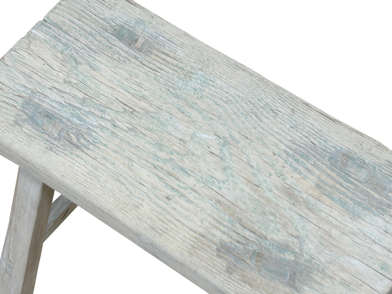 Rustic Raw Rough Wood Grain Rectangle Slim Stool Bench Side Table ws4629