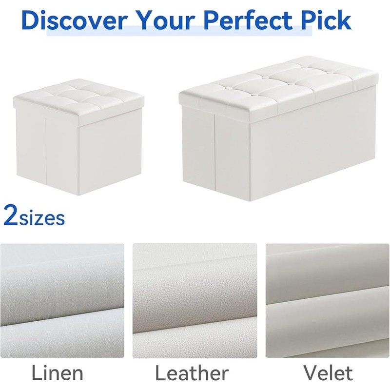 Premium Faux Leather Ottoman W/ Storage Easy Assembly Multi-Functional Seat New