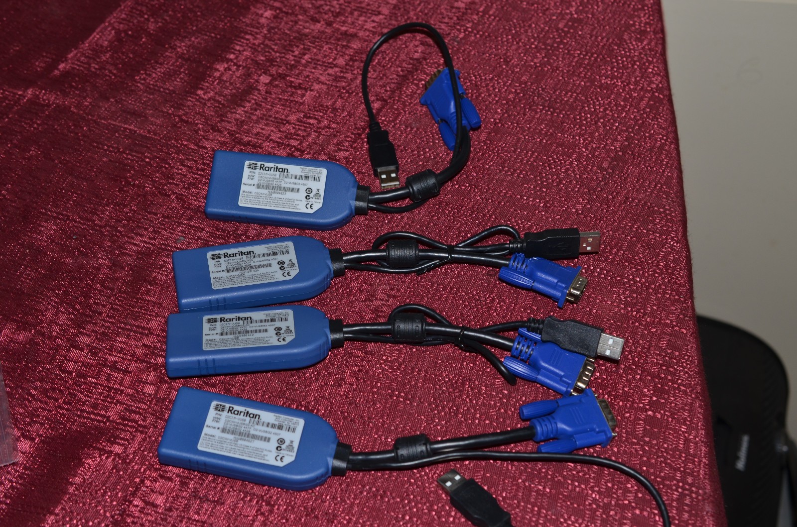 lot of 4 Raritan kvm cables D2CIM-VUSB D2CIM-VUSBG2-AC USB ETHERNET VGA