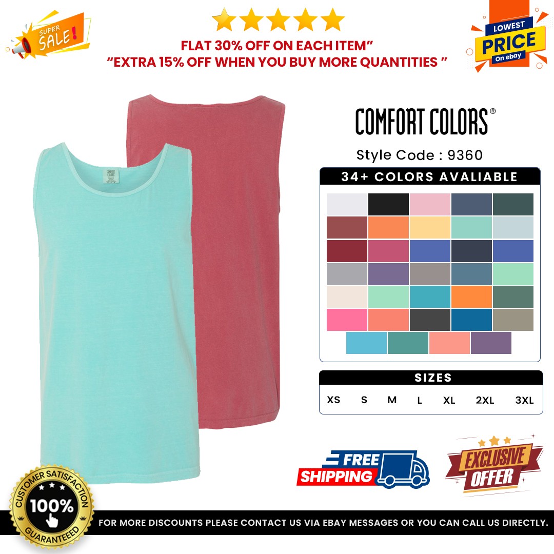 Comfort Colors C9360 Adult Cotton Garment-Dyed Soft Fabric Heavyweight Tank Top