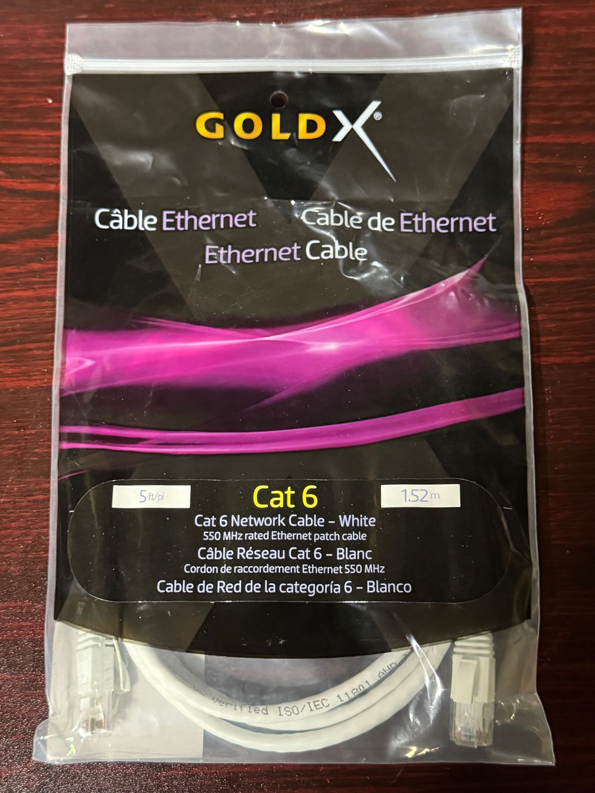 GoldX Cat 6 Ethernet Cable 5ft White RJ45 550MHz Network Patch Cable Sealed