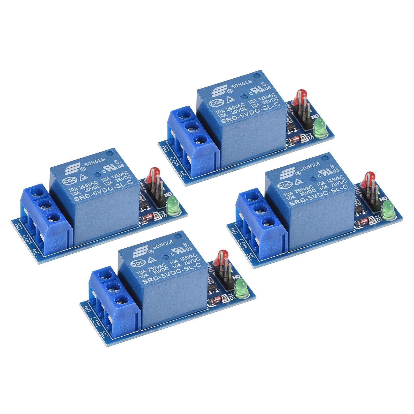 Relay Module 1 Channel 5V Low Level Trigger Module Blue Relay Module 4 Pack
