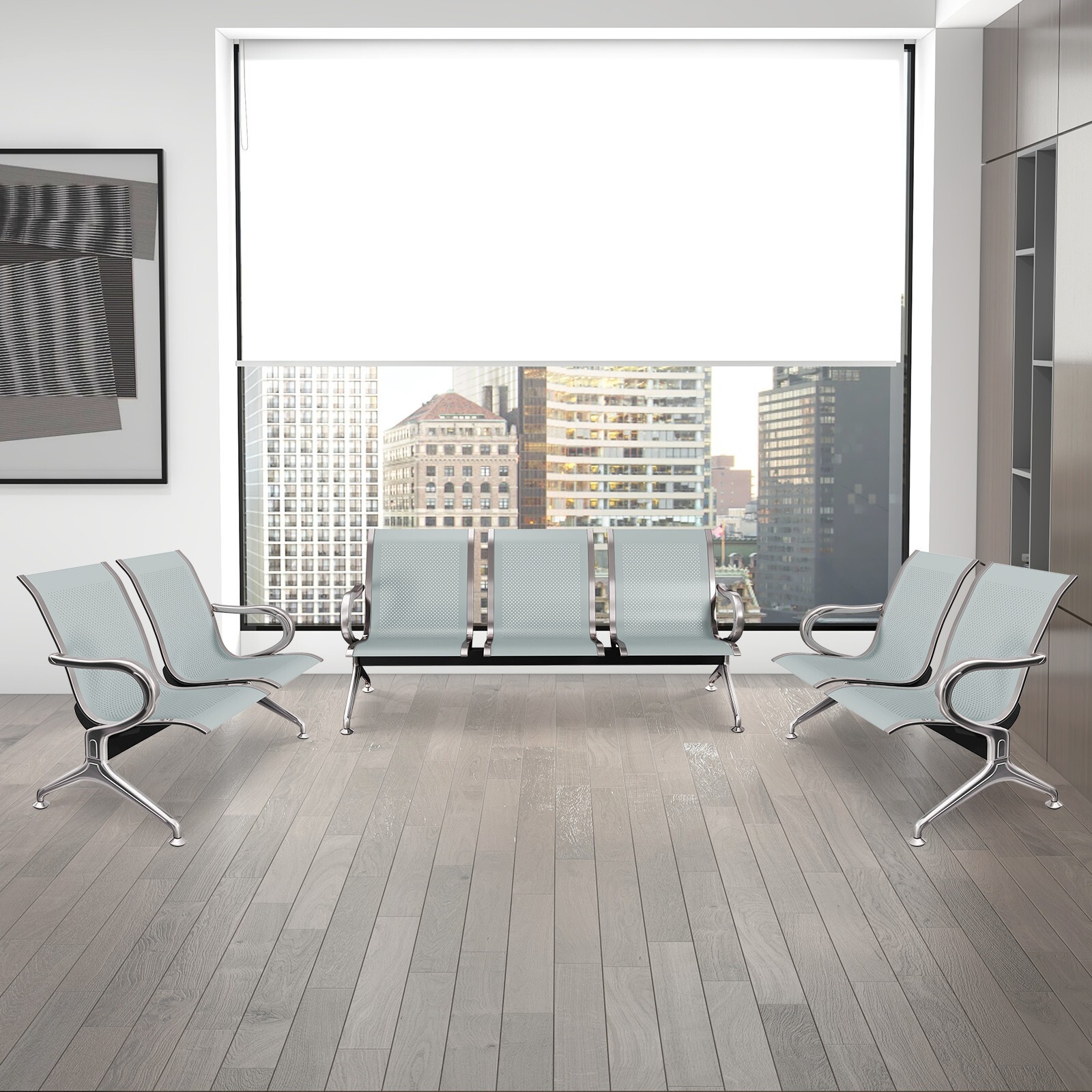 7 Seater Reception Chair Waiting Room Bench Sofa for Airport Office Bank Salon