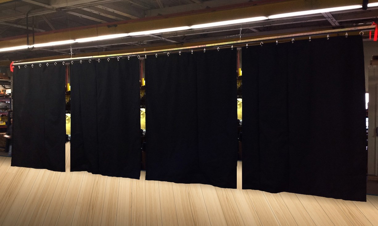 Lot of (8) Economy Black Curtain Panel/Partition, 12 H x 4½ W, Non-FR