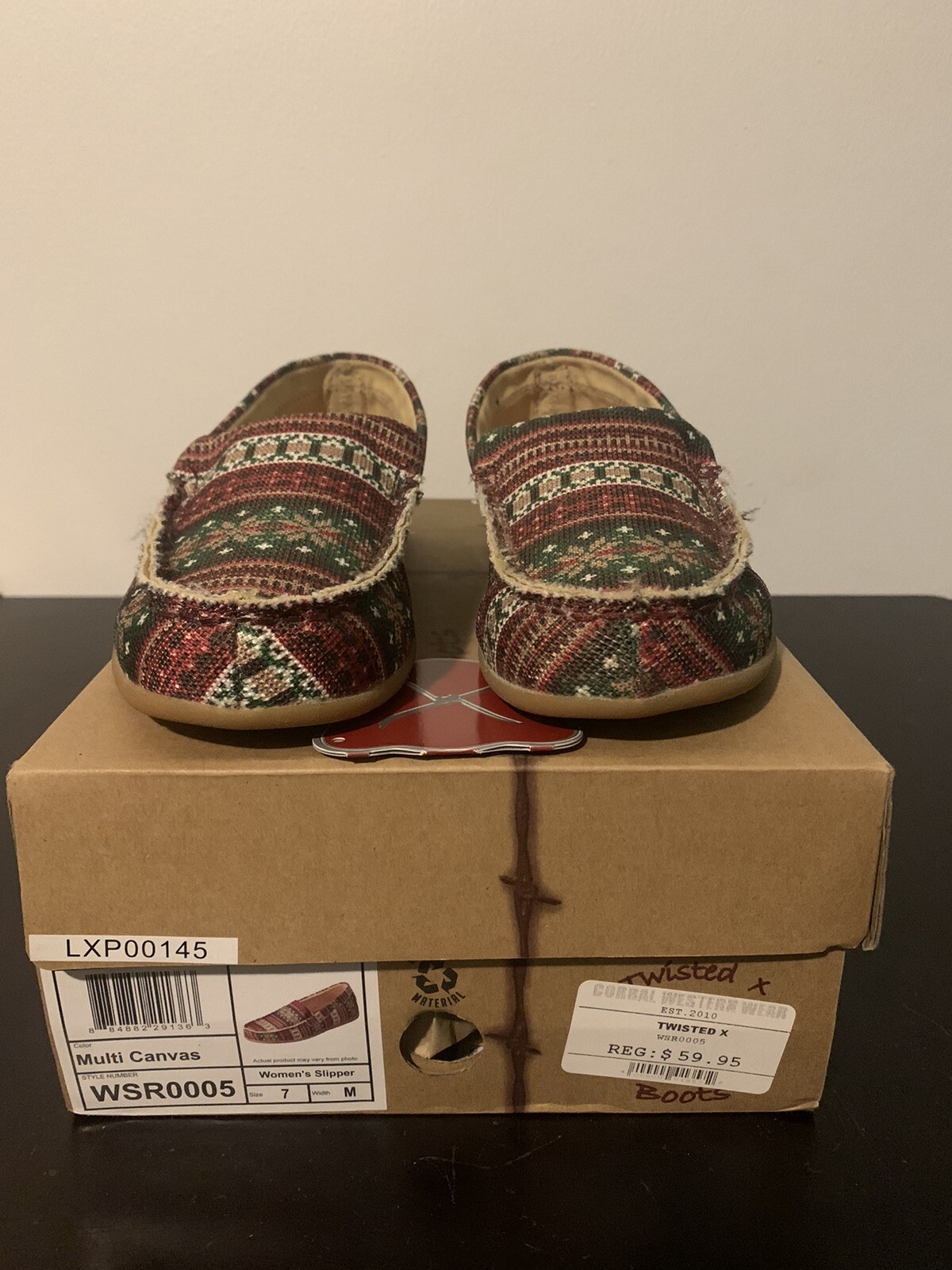 Women’s Twisted X Multi Canvas WSR0005 Sz-7 Slipper