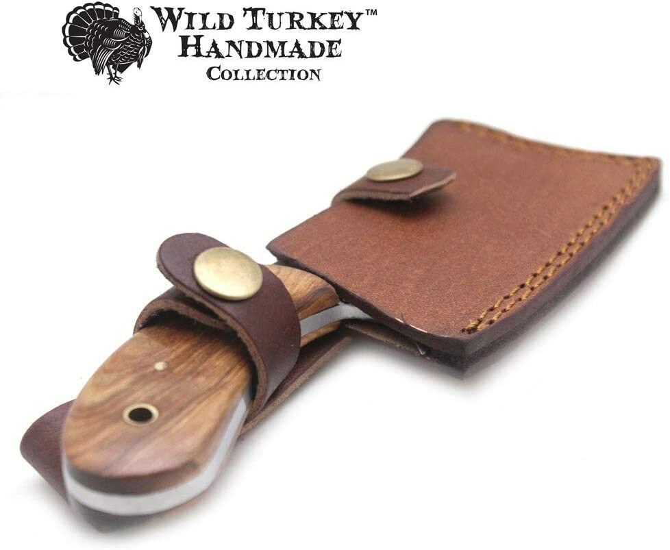 Wild Turkey Handmade Collection 7" Fixed Blade Chef Cleaver Hatchet w. Sheath