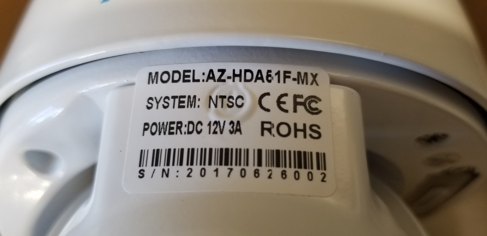 A-ZONE 1080P AHD NTSC System Security Camera Model : AZ-HDA51F-MX ~ DC12V Power