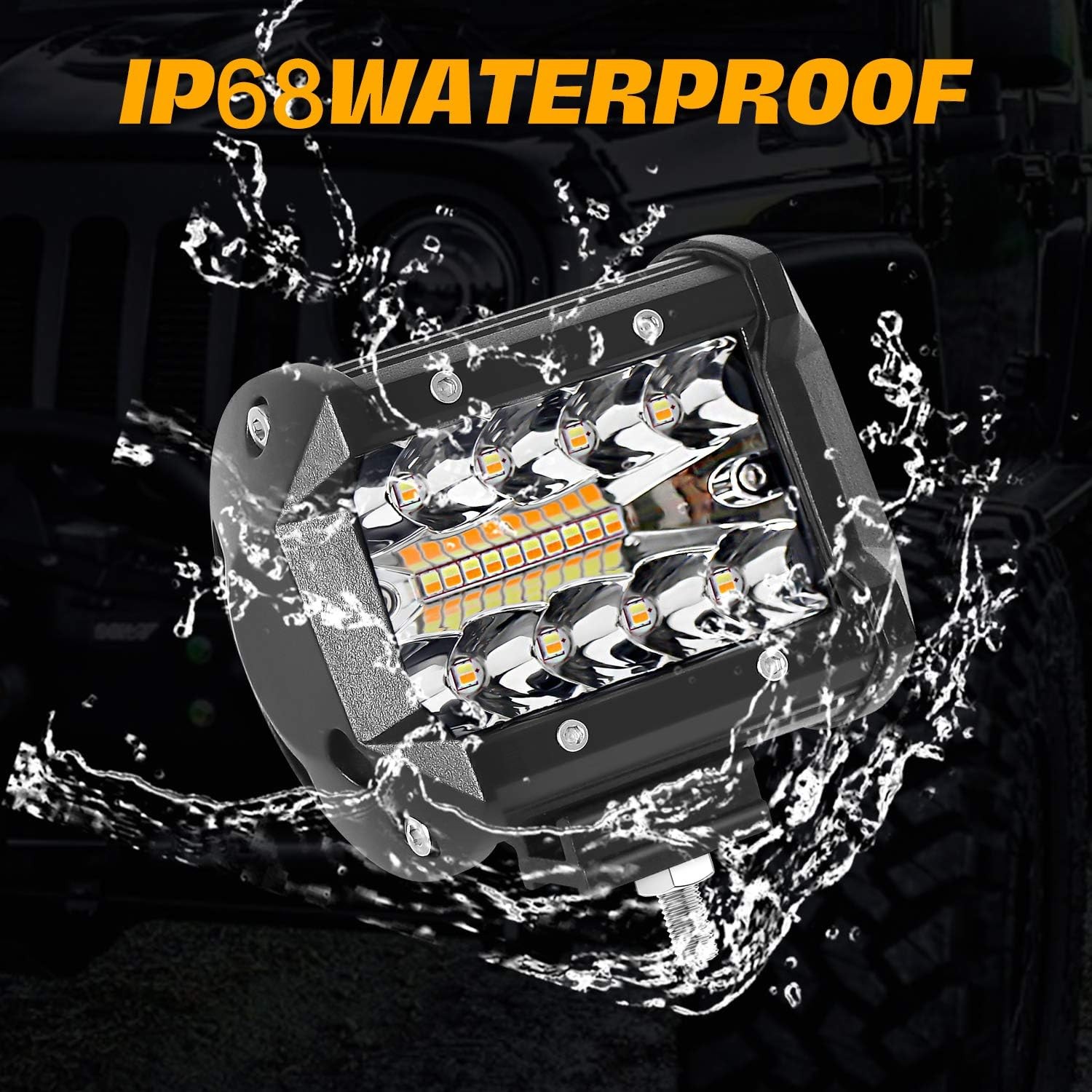 Trailer Tow Hitch Mounting Bracket + 4" inch LED Work Light Backup Reverse Truck