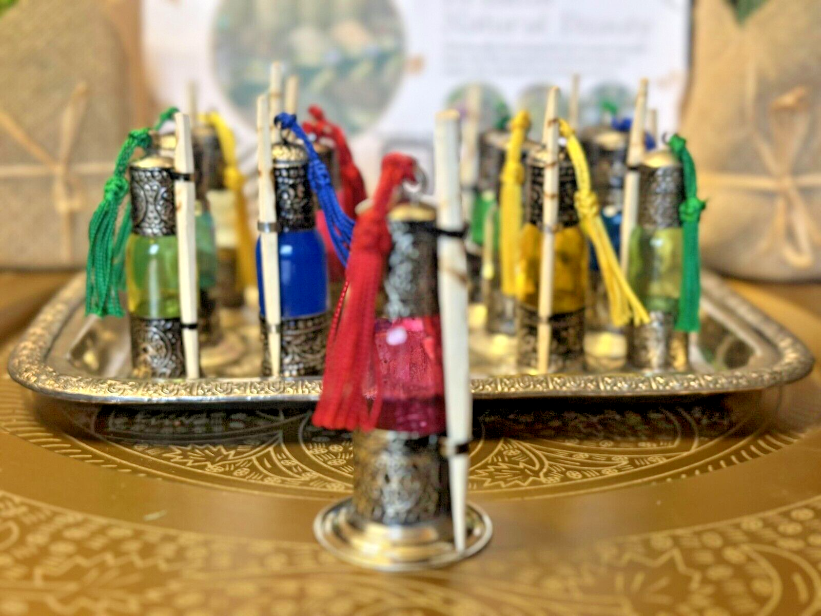 Handcrafted Moroccan Kohl Glass Metal Container