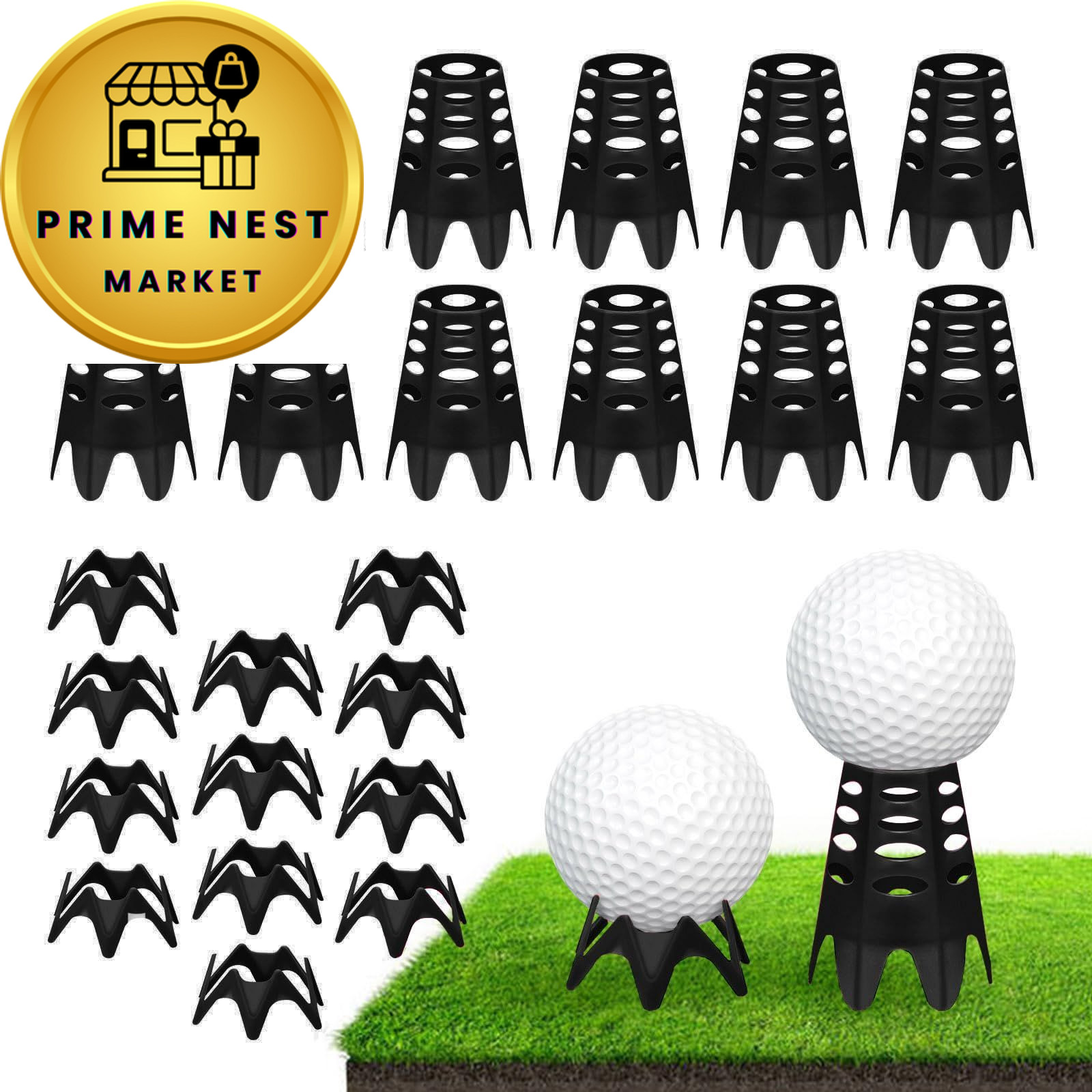 Rolitwils Golf Simulator tees, 24Pcs Plastic Mat Tees for Home, Black