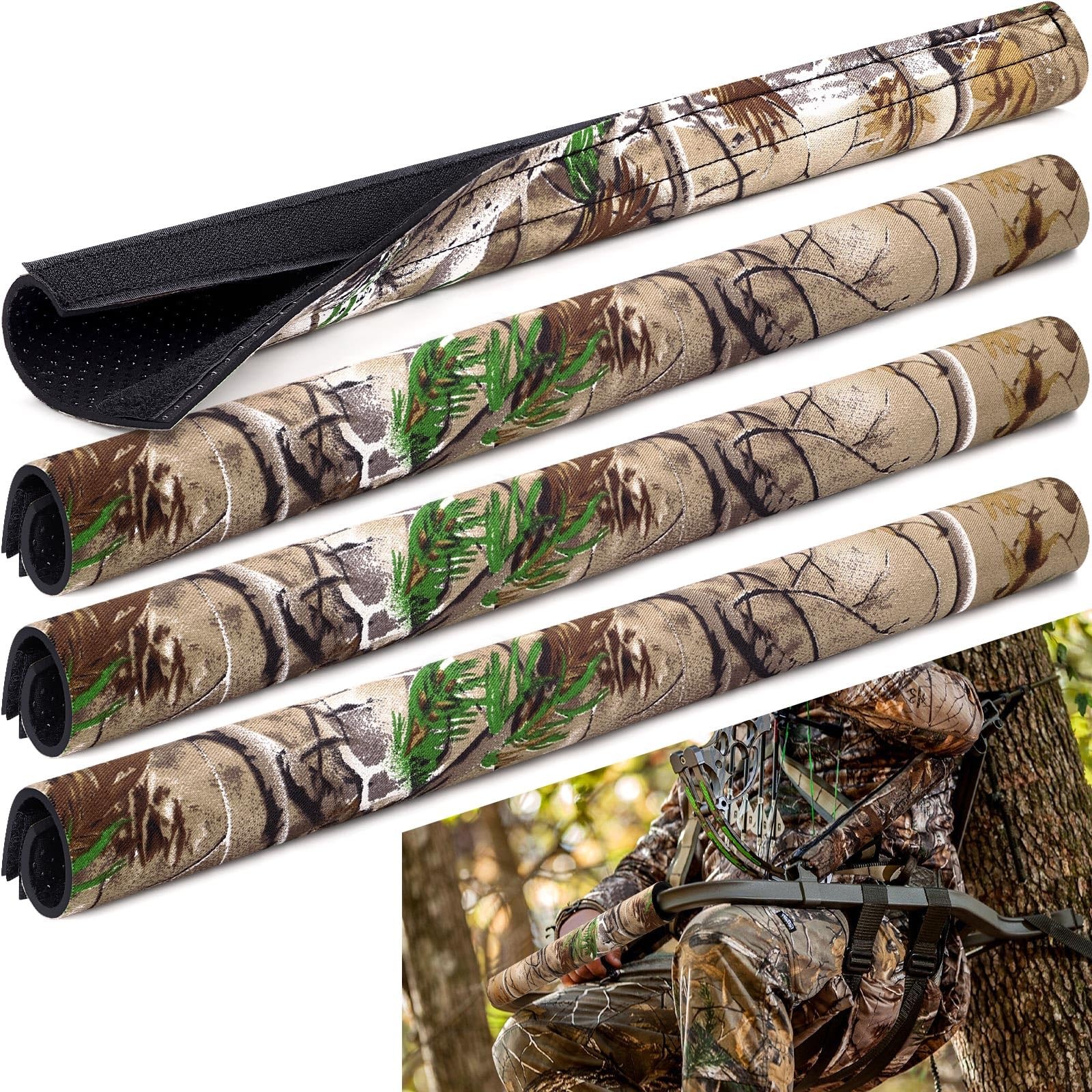 TOBWOLF 4PCS Tree Stand Rail Pads, Wood Camouflage Pads