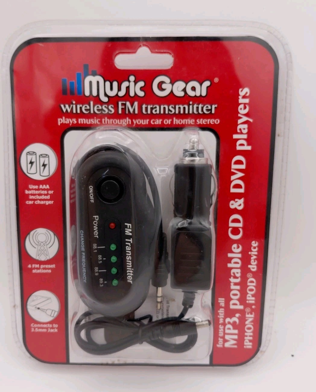 Music Gear Wireless FM Transmitter use w/MP3 Portable CD&DVD iPhone iPod  new