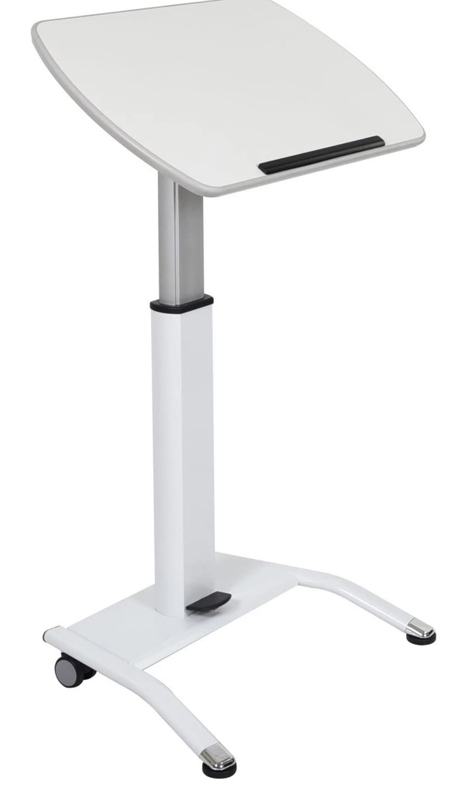 LUXOR PORTABLE PODIUM / LECTERN, PNEUMATIC HEIGHT ADJUSTABLE STAND WITH WHEELS