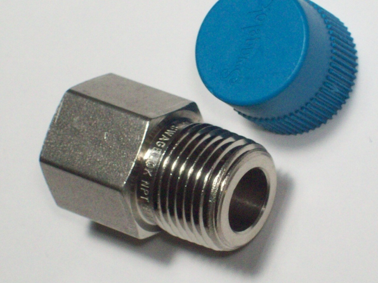 1- Swagelok Stainless Steel Reducer, 3/8" Male NPT x 1/4" Female NPT, SS-6-RB-4