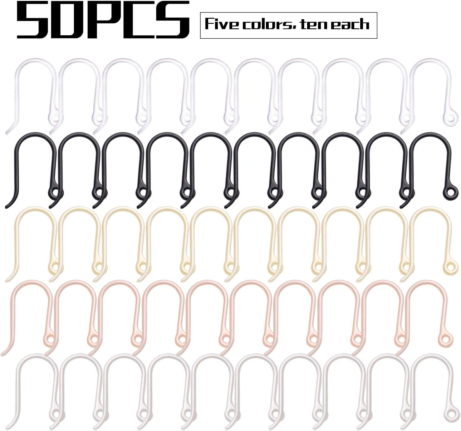 Plastic Earring Hooks, 50Pcs Non-Allergenic Plastic Earring Hooks Safety Ear