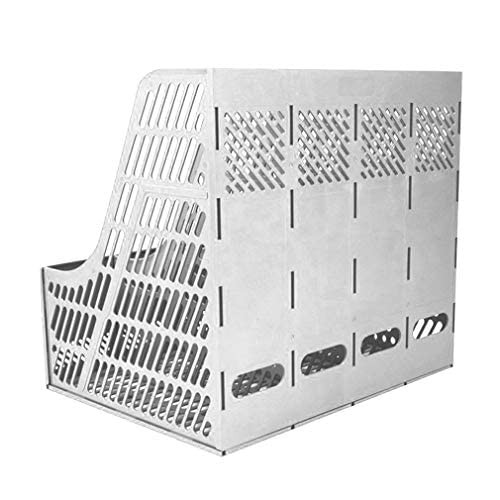 Gray 4 Compartments Vertical File Organizer Desktop Filing Box Magazine