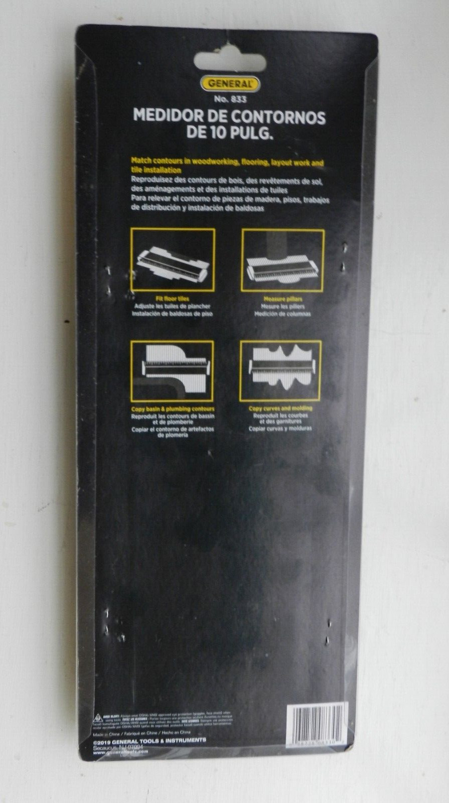 General Tools 833 DIY 10” Contour Gauge Plastic Profile Shape Duplicator Outline