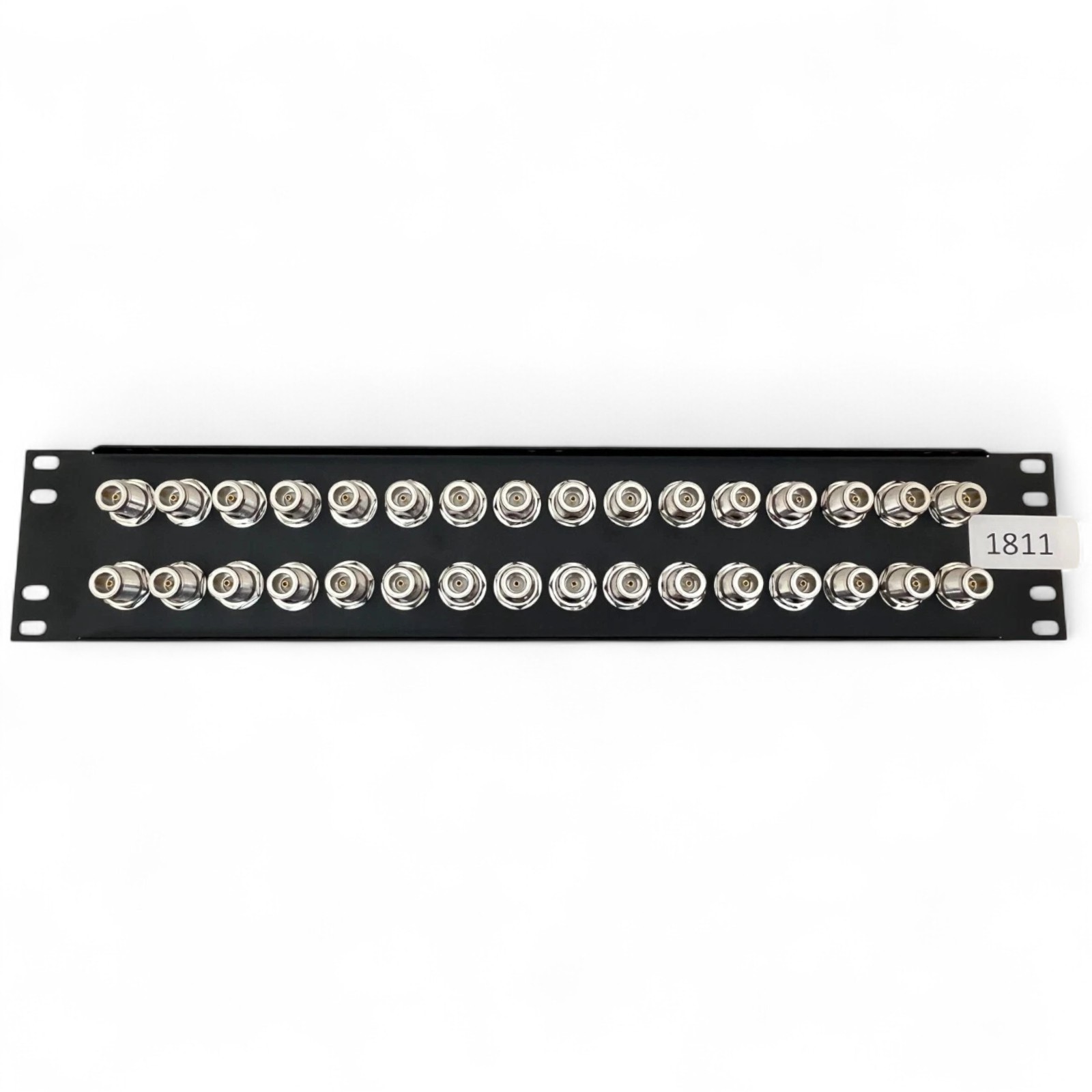 L-Com 32-Port TNC Female Bulkhead Feed-Through Panel 2U Rack Mount Patch Panel