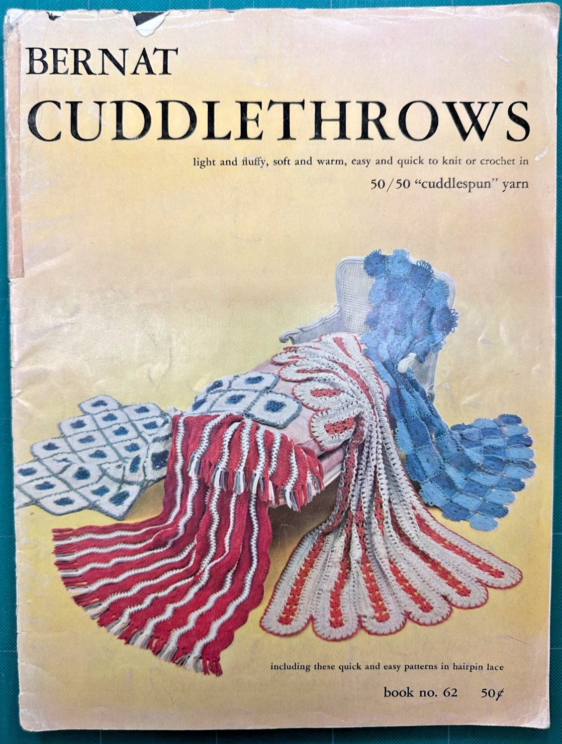 VINTAGE 1957 BERNAT CuddleThrows crochet Afghan patterns BK62