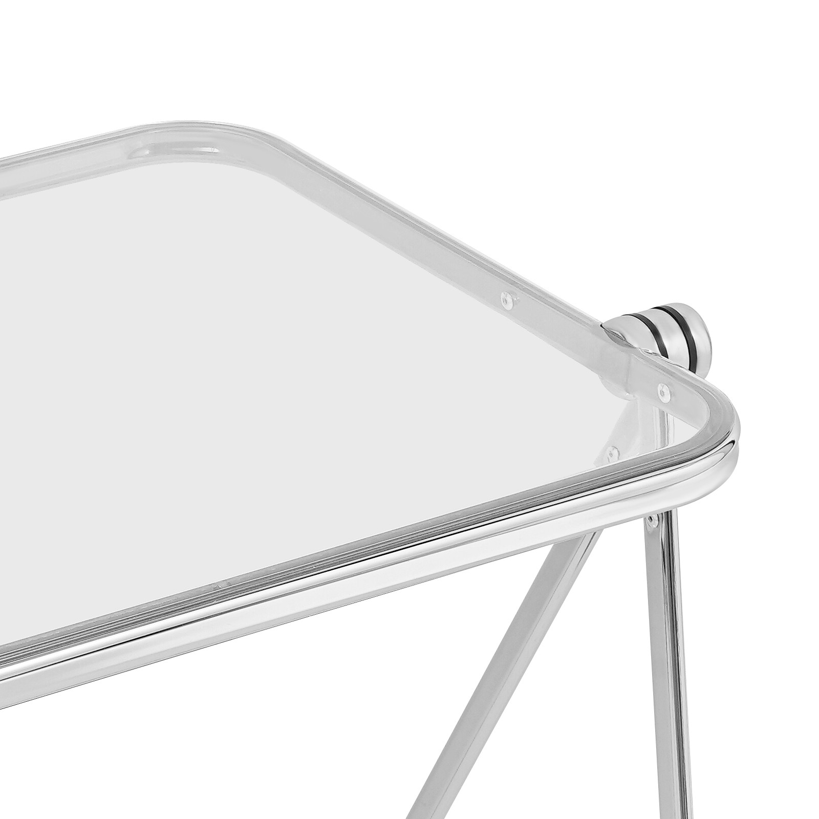 Silver& Clear Foldable Side Table Tiny Computer Desk for Home Office Indoor