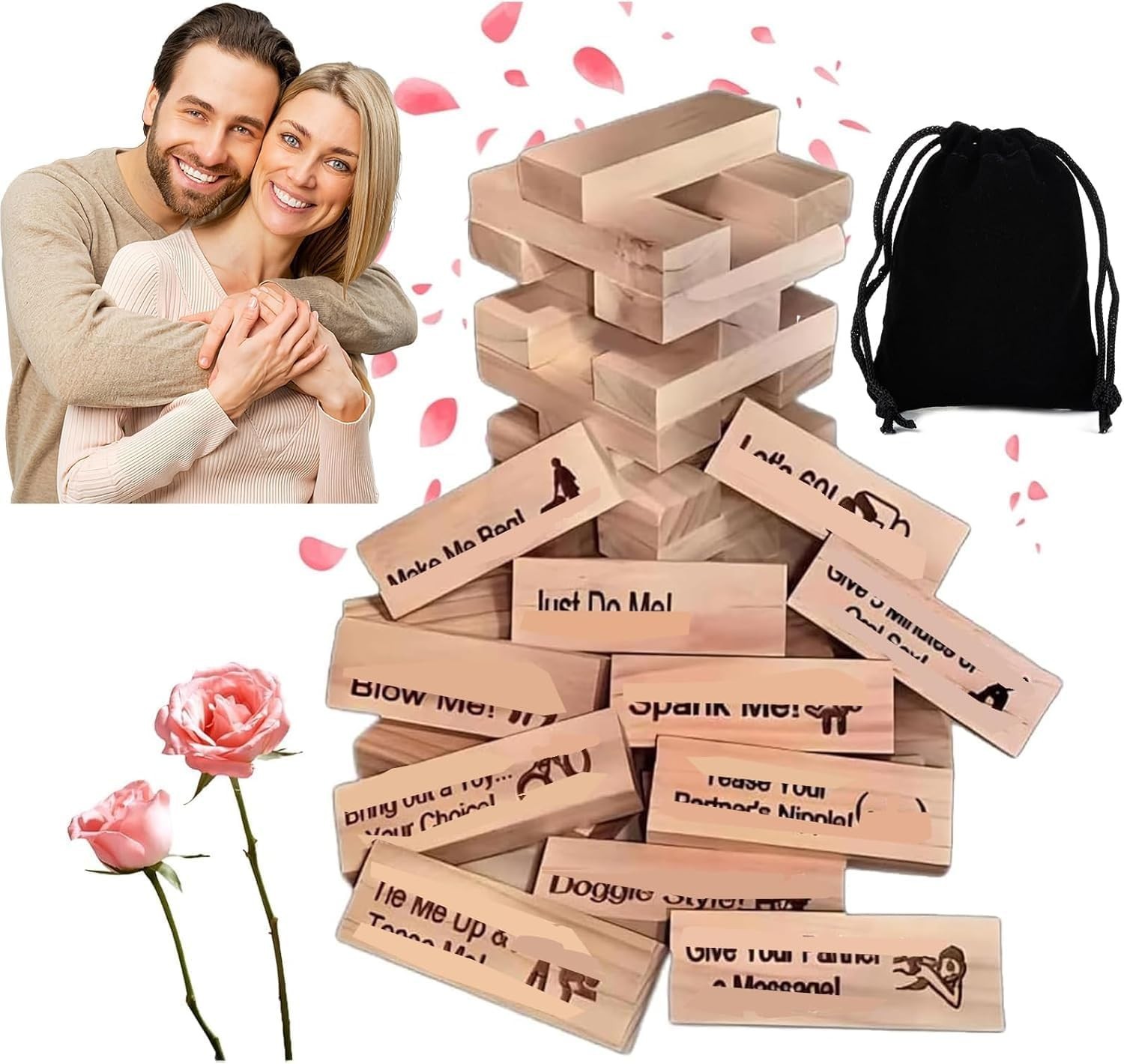 Lust Tower Naughty Block Game for Adult Couple Fun Stacking Party Date Xmas Gift