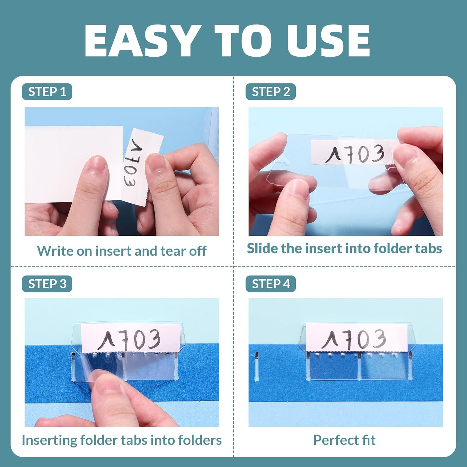 File Folder Tabs, 50 Sets Hanging File Folder Labels Tabs and Inserts for Hangi