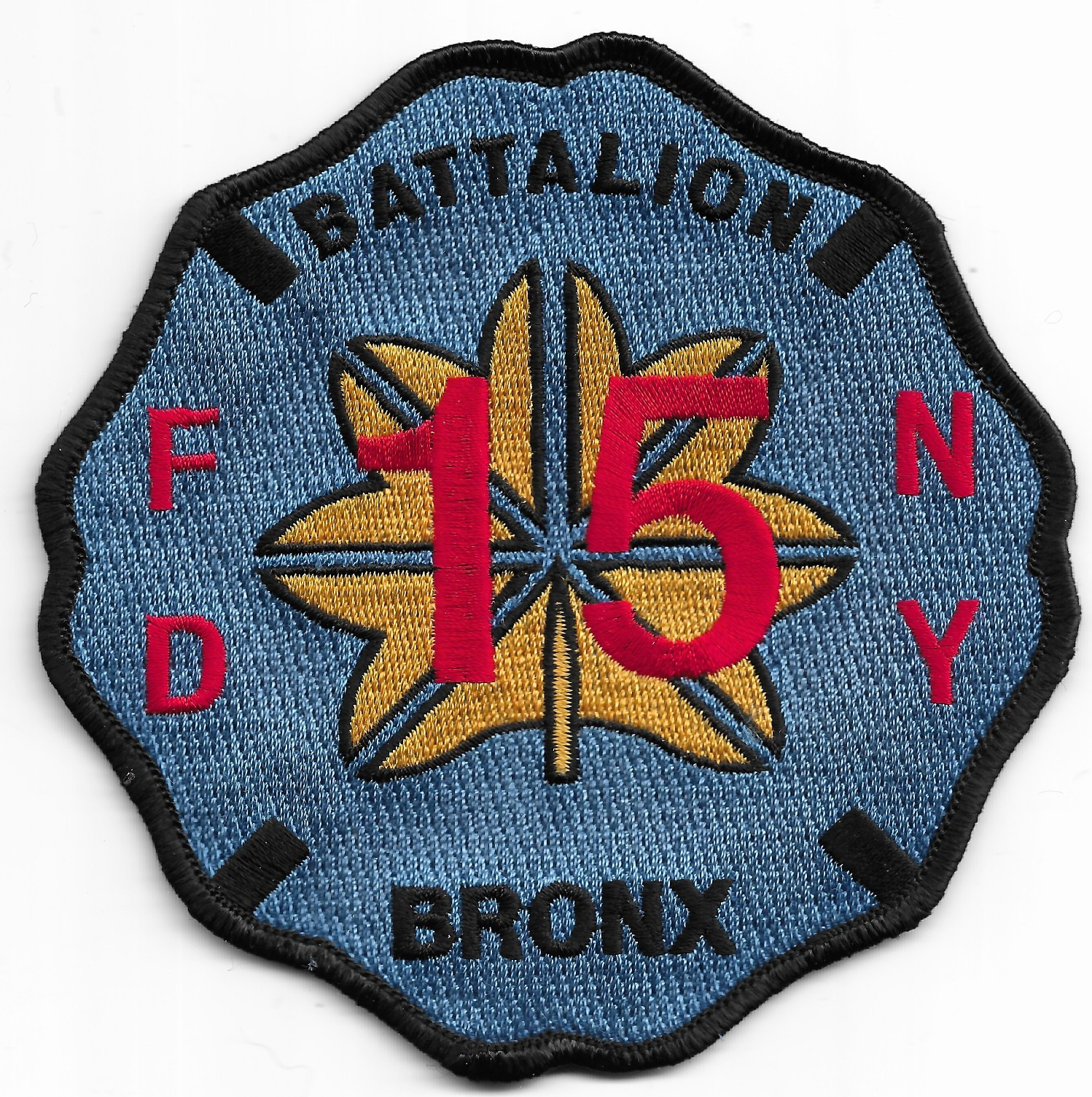 New York City - FDNY  Battalion - 15  "BRONX", NY (4.5" x 4.5" size) fire patch